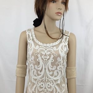 Vintage Lace Tank, Sheer Lace, White Tank